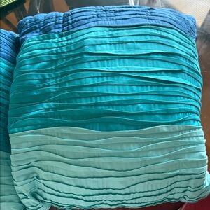 2 Blue and Teal Pleated Cushion Cover
